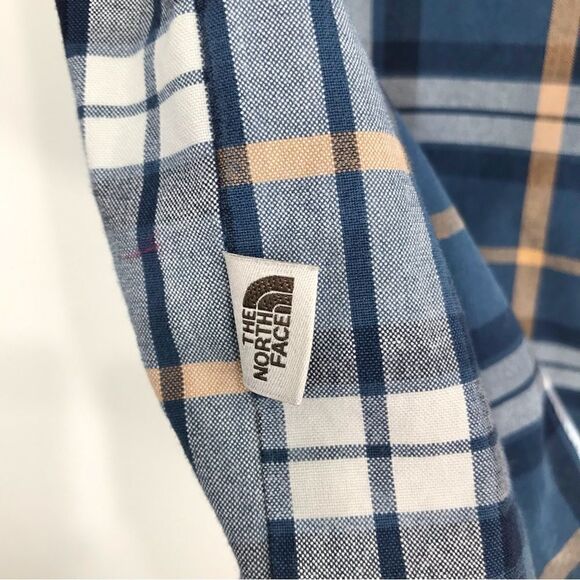 The North Face Blue Plaid 100% Cotton Button Up Long Sleeve Shirt - Picture 12 of 16